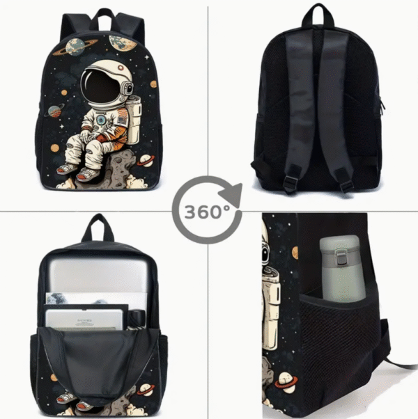 3 Piece Astronaut Print Backpack Set